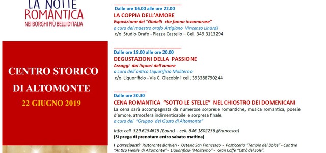 ALTOMONTE “LA NOTTE ROMANTICA, I LUOGHI DELL’AMORE”