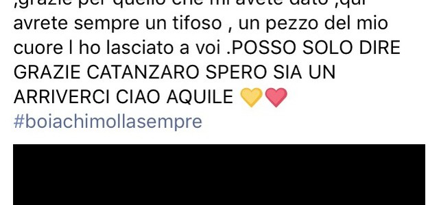 Catanzaro, saluto commosso di Sarao: "vado via con le lacrime agli occhi"