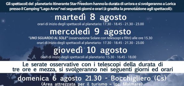 Nel Parco Nazionale della Sila alla scoperta di stelle e pianeti con “Sotto i cieli del Parco”