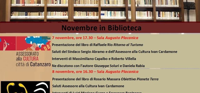 GLI APPUNTAMENTI DI NOVEMBRE ALLA BIBLIOTECA COMUNALE DE NOBILI