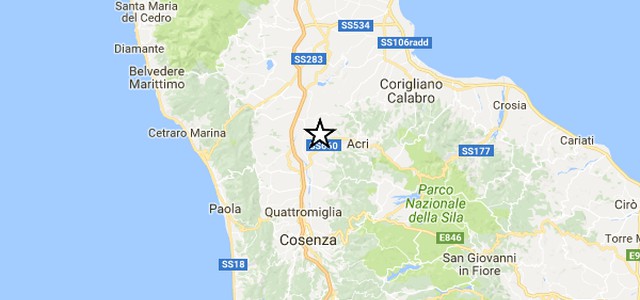 Terremoti, scossa 3.1 nel cosentino