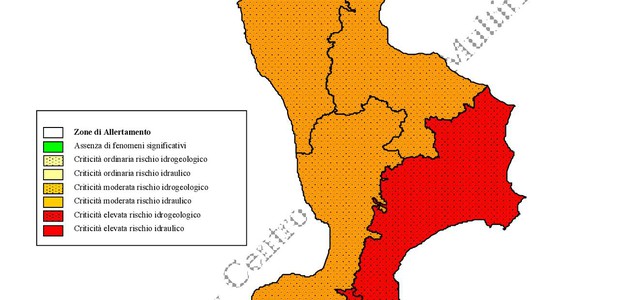 Maltempo, Arpacal: allerta massima su Calabria Tirrenica meridionale e Ionica