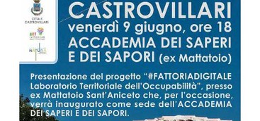 9 GIUGNO ALLE ORE 18 L’INAUGURAZIONE  DELL’ACCADEMIA DEI SAPERI E DEI SAPORI