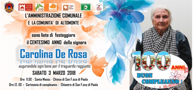 Altomonte festeggia i 100 anni di Nonna Carolina De Rose