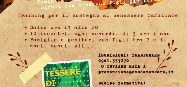 Riprende il ciclo di incontri di “Tessere di Comunità”: il progetto curato dal Centro Calabrese di Comunità si sposta nel WorkArt in via Poerio a partire da venerdì 30 settembre