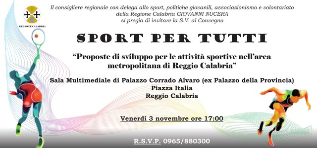 Palazzo Alvaro, convegno Proposte di sviluppo per le attività sportive nell’area metropolitana 