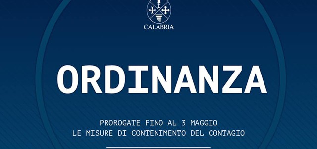 Coronavirus, chiusura della Calabria prorogata fino al 3 maggio