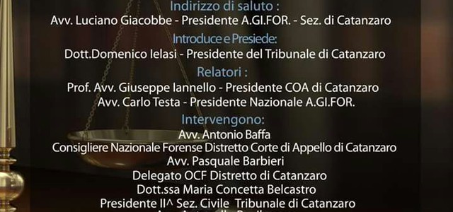 Il 7 marzo convegno A.Gi.For. a Catanzaro