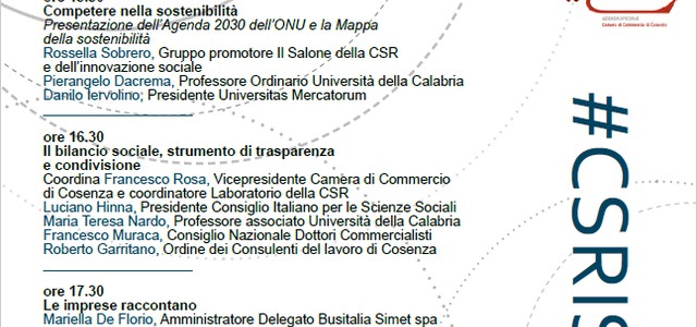 A Cosenza l'unica tappa calabrese del Salone della CSR e dell'Innovazione sociale