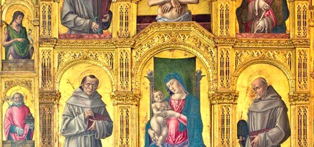 La tavola di Gerardo Sacco raffigurante il Polittico del Vivarini, in mostra a Roma  