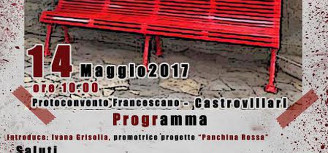 Inaugurazione a Castrovillari di una panchina rossa, simbolo del femminicidio