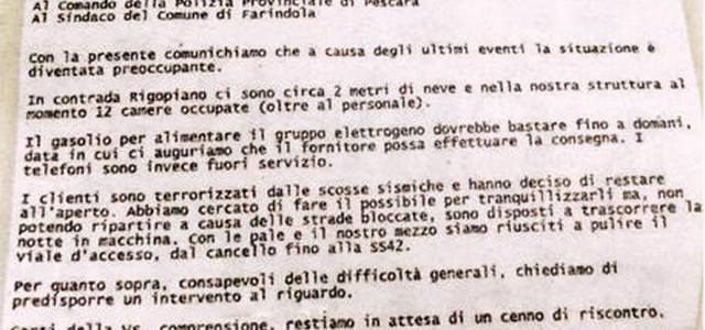 Rigopiano: l'email dell'hotel alle autorità, "Clienti terrorizzati, intervenite"