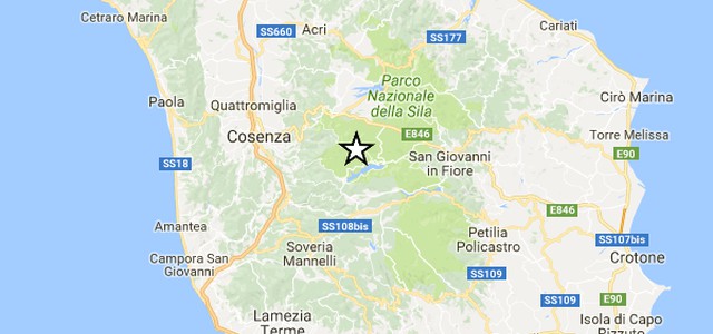 Terremoto in provincia di Cosenza magnitudo 2,7