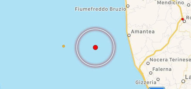 Un'altra scossa al largo della costa calabra nord occidentale
