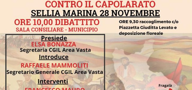 Per non dimenticare Giuditta Levato, giovedì 28 novembre a Sellia Marina una iniziativa della CGIL Area Vasta