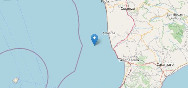 Scosse di terremoto al largo della costa tirrenica calabrese