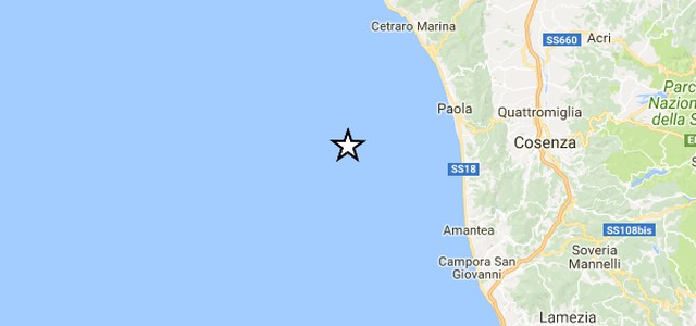 Terremoti, scossa 4.3 a largo della Calabria