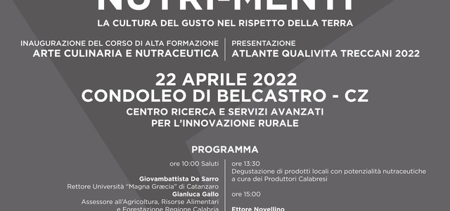 VENERDI’ 22 APRILE INAUGURAZIONE DEL CORSO “ARTE CULINARIA E NUTRACEUTICA” E PRESENTAZIONE DELL’ATLANTE QUALIVITA TRECCANI 2022