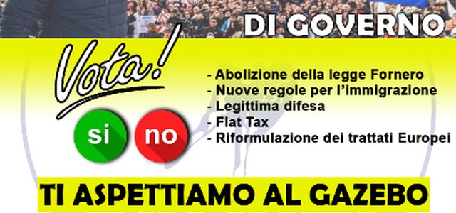 Lega: anche a Lamezia il gazebo Si/no per accordo Governo
