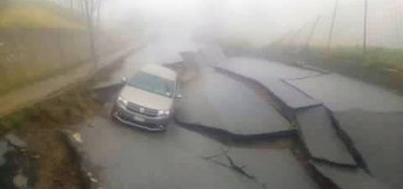 Maltempo, a Girifalco strada chiusa per crollo (FOTO)