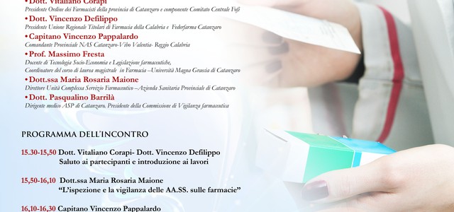 Incontro su norme che regolano la vigilanza ed i controlli in farmacia