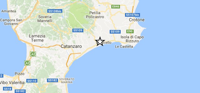 Tre terremoti in pochi minuti nel Catanzarese: il più forte di magnitudo 3.6