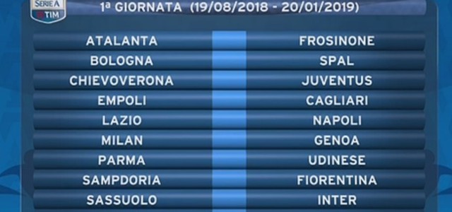 Calendario Serie A, prima giornata Chievo Juventus e Lazio Napoli