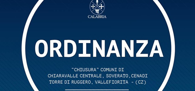 Coronavirus, chiusi cinque Comuni in provincia di Catanzaro