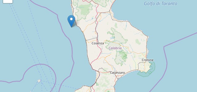 Terremoto, scossa 2.9 sulla Costa Calabra