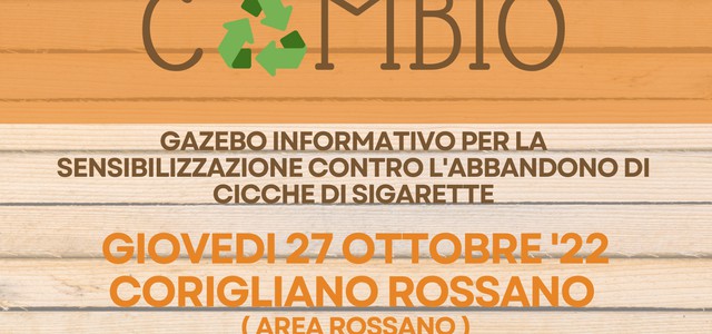 “FACCIAMO CAMBIO”: Giovedì 27 ottobre a Corigliano Rossano parte la campagna per sensibilizzare i fumatori al rispetto dell'ambiente