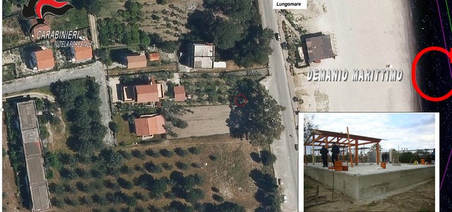 Struttura edilizia a pochi metri dalla battigia, denunciate 3 persone