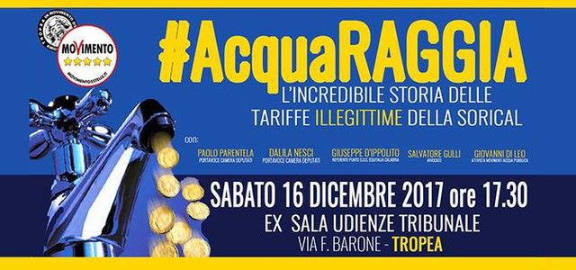 Ottava tappa di "AcquaRaggia", contro Sorical M5s dà assistenza legale gratuita