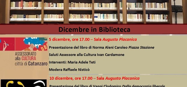“PAROLE, VOCI E SUONI DI CALABRIA”: GLI APPUNTAMENTI DI DICEMBRE ALLA BIBLIOTECA COMUNALE DE NOBILI