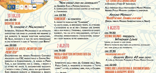 Estate a Casa Berto - Diego De Silva apre la sei giorni di cultura, cinema e musica a Capo Vaticano