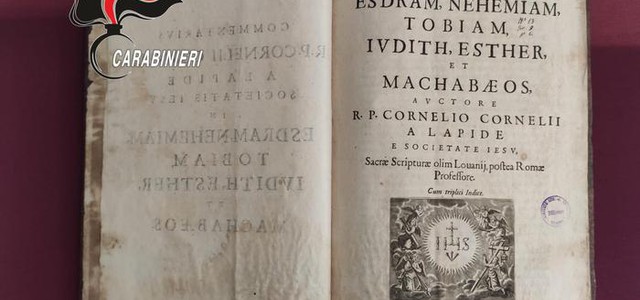 Trovato volume del '600 trafugato nel Vibonese