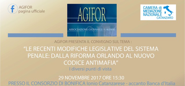 Le recenti modifiche legislative del sistema penale, convegno Agifor Catanzaro
