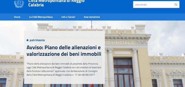 E’ on line il nuovo portale della Città Metropolitana di Reggio Calabria
