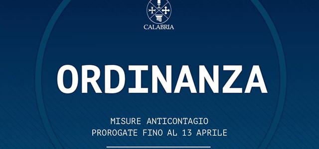 Coronavirus, in Calabria misure anticontagio prorogate fino al 13 aprile