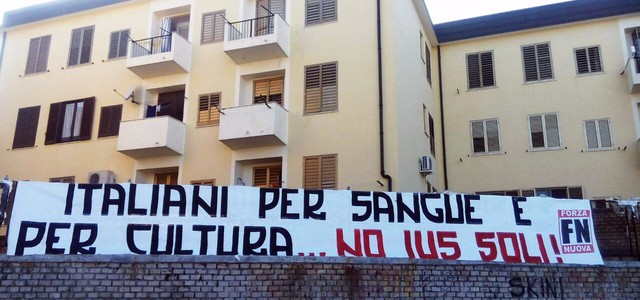 Forza Nuova Catanzaro interviene contro lo "ius soli"