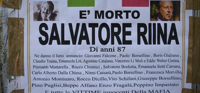 Riina: a Ercolano manifesto funebre ne dà il 'lieto annuncio'