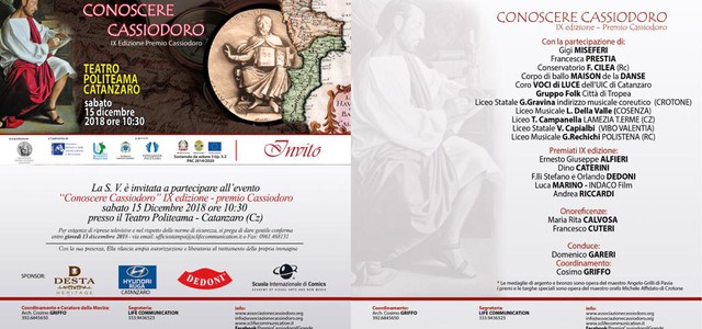 Domani la 9° edizione del premio "Cassiodoro il grande" al Politeama