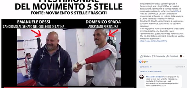 Elezioni: Pd, candidato M5s balla con Domenico Spada, si ritiri