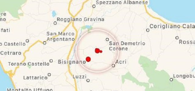 Tre scosse di terremoto in poche ore nel Cosentino