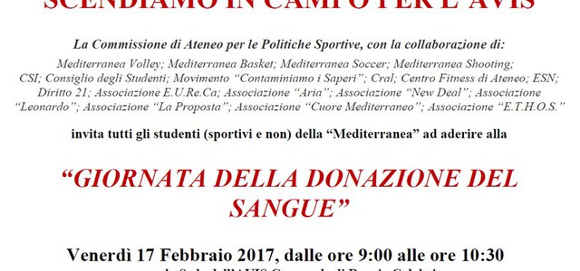 L'Università Mediterranea continua a sostenere la raccolta del sangue