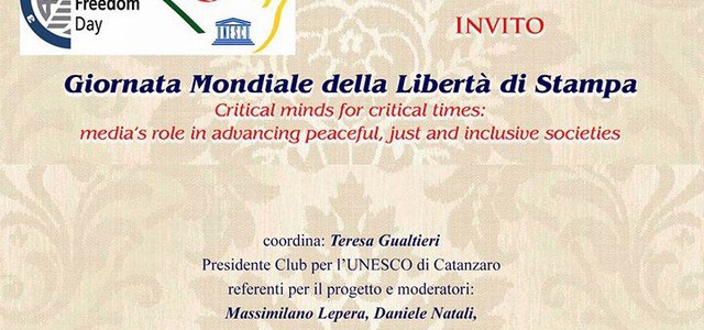 Giornata Mondiale della Libertà di Stampa, gli appuntamenti del Club per l’Unesco di Catanzaro