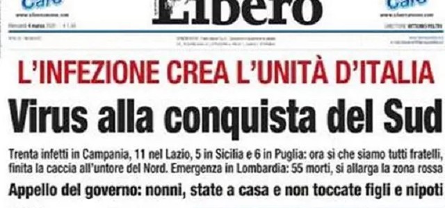 "Virus alla conquista del Sud" titolo virale, interviene  Ordine Giornalisti.