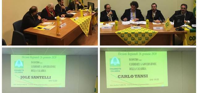 Coldiretti Calabria ha incontrato i quattro candidati presidenti di Regione