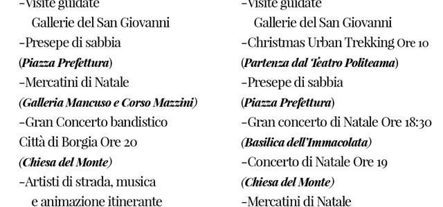 SARA’ TRE VOLTE NATALE , IL PROGRAMMA DI SABATO 21 DICEMBRE