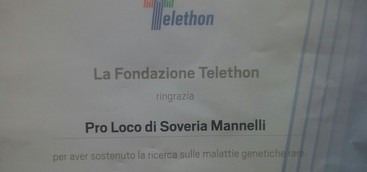 NUOVO IMPEGNO DELLA PRO LOCO DI SOVERIA MANNELLI PER TELETHON.