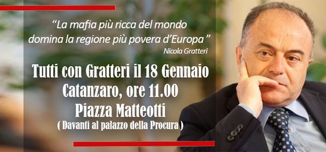 "Tutti con Gratteri" il 18 gennaio a Catanzaro